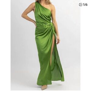 NEW LUXXEL genevieve twist slit maxi dress in sage green Size Medium New